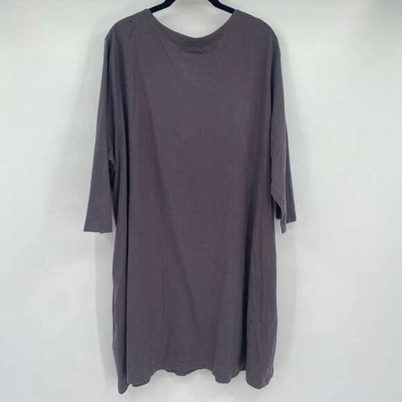 Ulla Popken Women's Dark Gray Melange Stretch Knit Shift Dress Size 20/22 - Picture 3 of 11